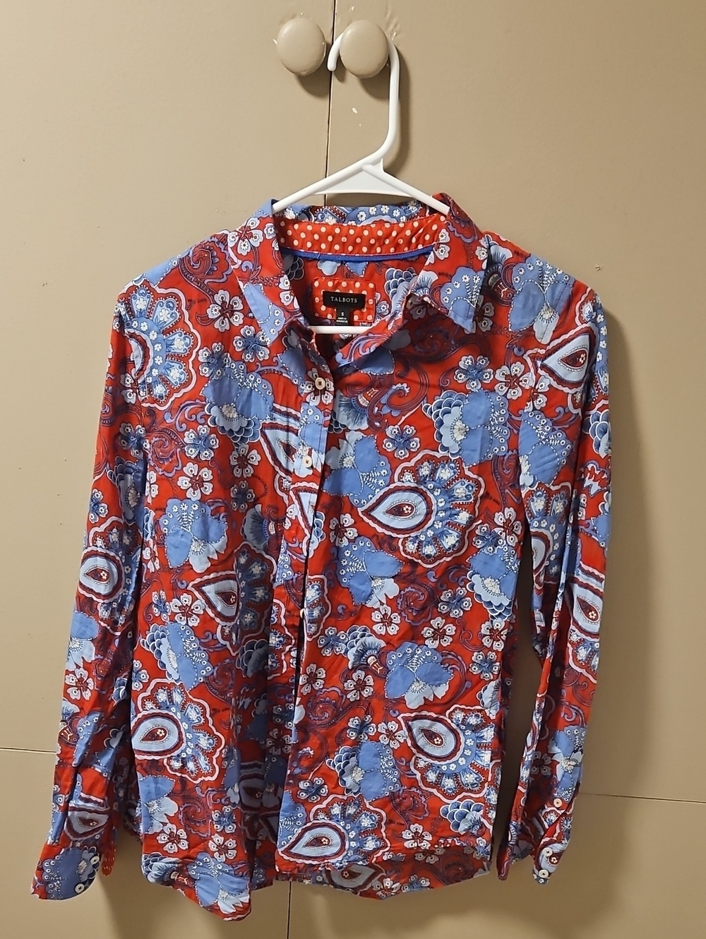 Talbots Red and Blue Paisley-Print Button-Down Shirt